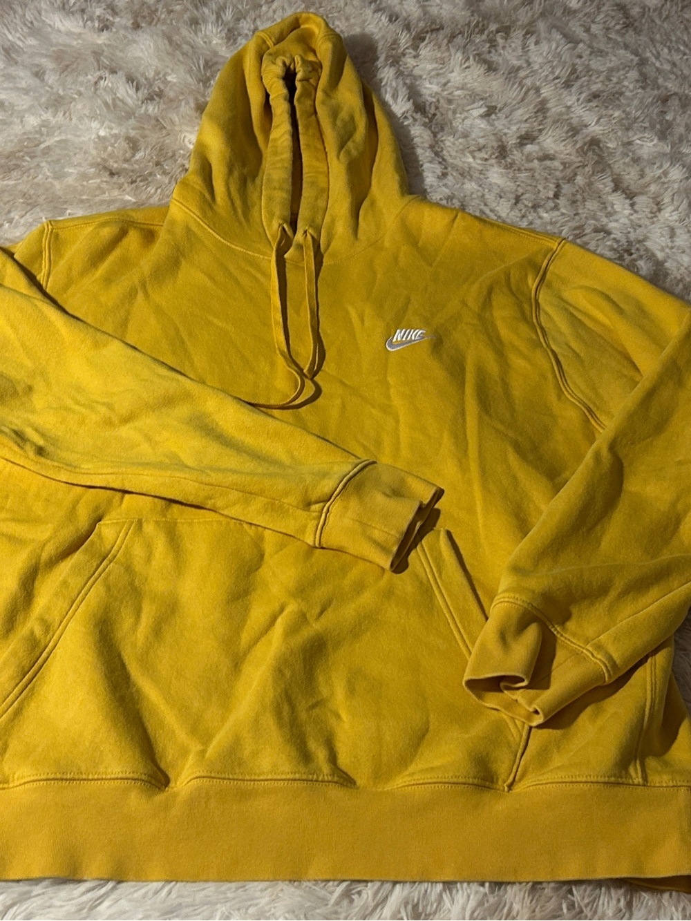 Nike Men's Yellow Hoodie with White Swoosh